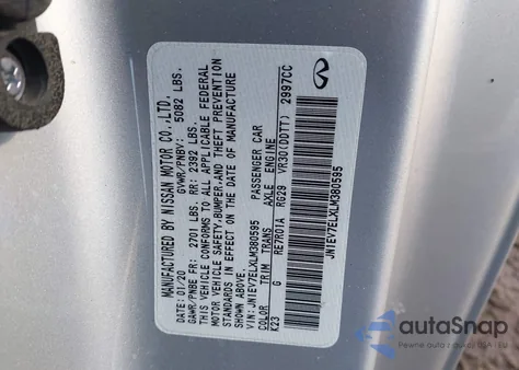 2020 Infiniti Q60 Luxe Awd z USA, uszkodzony, nr VIN JN1EV7ELXLM380595